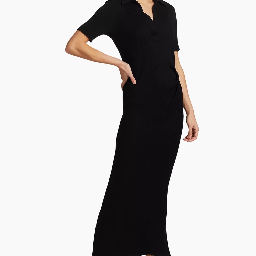 Helmut Lang Black Polo Collar Maxi Dress